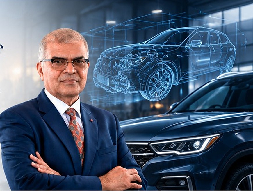 Deepesh Kumar with vehicle engineering graphics